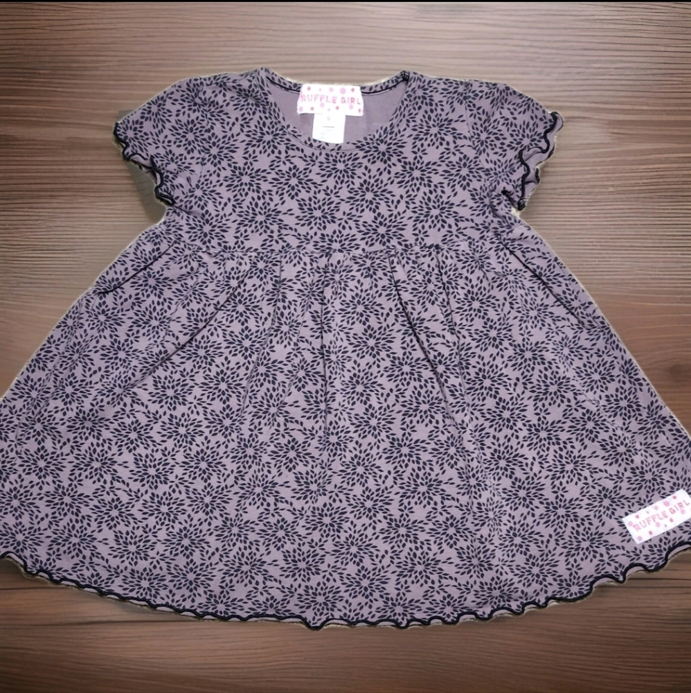 Ruffle Girl Floral Print Tunic Size 5 Colors Muted Purple Black